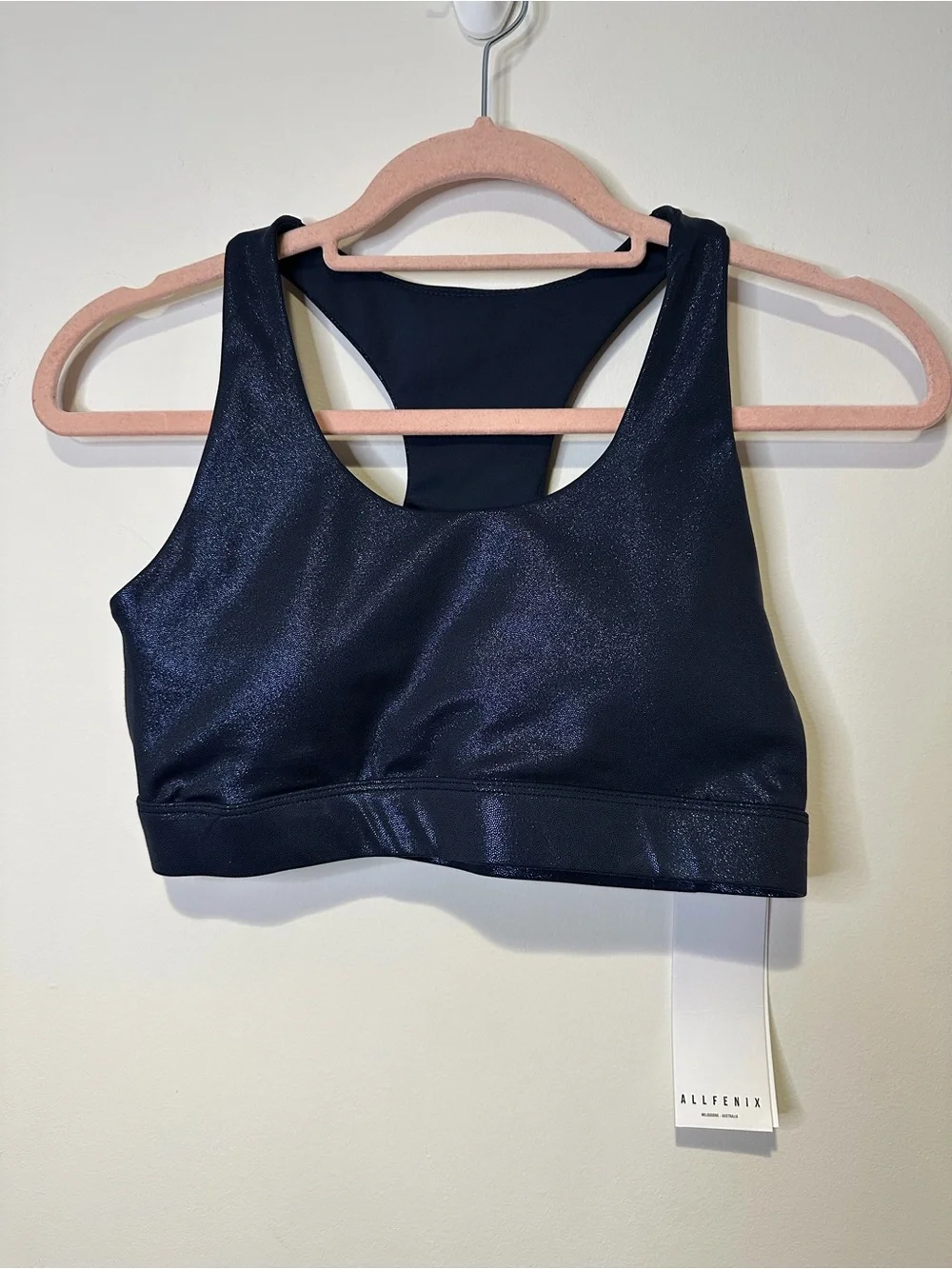 NWT all remix x anthropologie liquid navy sports bra size medium